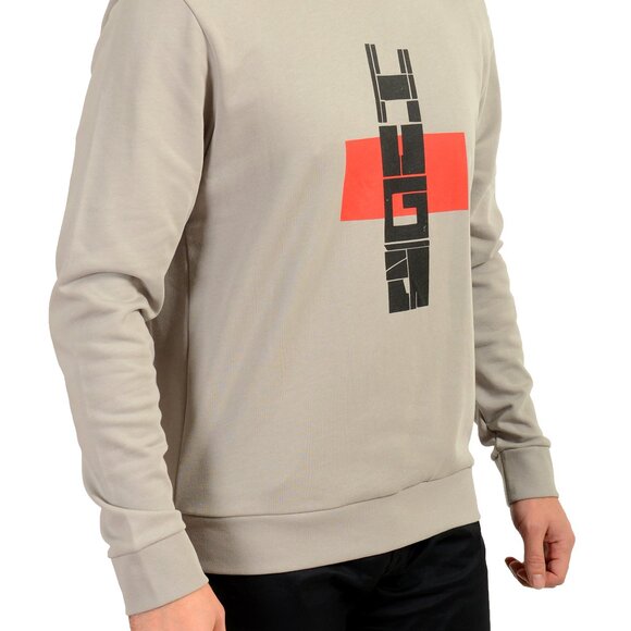 Hugo Boss Men's "Denguin" Gray Logo Print Crewneck Sweatshirt US M IT 50 - Picture 2 of 7